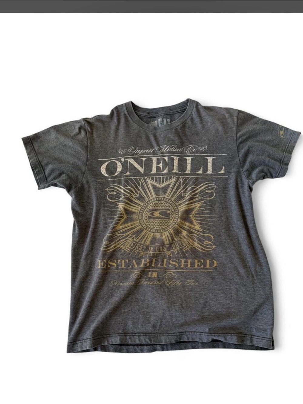 O'Neill Gray Short Sleeve Tee with Gold Graphic